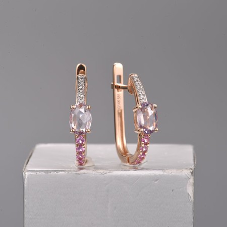 14KRW Earrings Diamond,Pink Sapphire (E319739PIS14KRW)