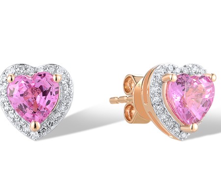 14KRW Earrings Diamond,Pink Sapphire (E319743PIS14KRW)