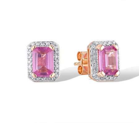 14KRW Earrings Diamond,Pink Sapphire (E319744PIS14KRW)