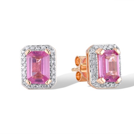 14KRW Earrings Diamond,Pink Sapphire (E319744PIS14KRW)