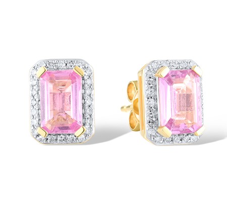 14KYW Earrings Diamond,Pink Sapphire (E319744PIS14KYW)