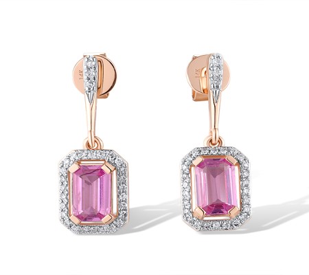 14KRW Earrings Diamond,Pink Sapphire (E319745PIS14KRW)