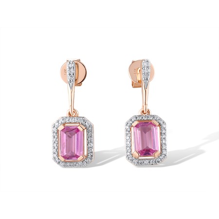 14KRW Earrings Diamond,Pink Sapphire (E319745PIS14KRW)
