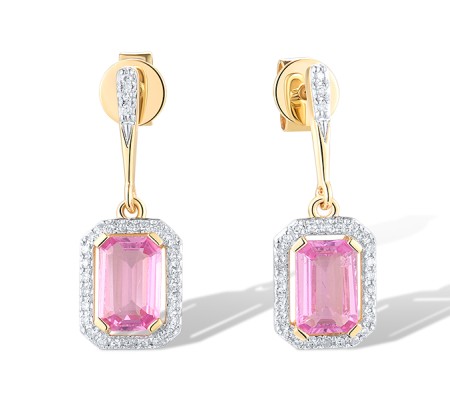 14KYW Earrings Diamond,Pink Sapphire (E319745PIS14KYW)