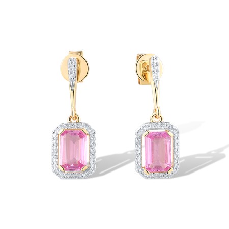 14KYW Earrings Diamond,Pink Sapphire (E319745PIS14KYW)