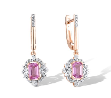 14KRW Earrings Diamond,Pink Sapphire (E319746PIS14KRW)