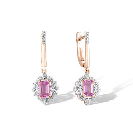 14KRW Earrings Diamond,Pink Sapphire (E319746PIS14KRW)