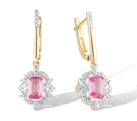 14KYW Earrings Diamond,Pink Sapphire (E319746PIS14KYW)