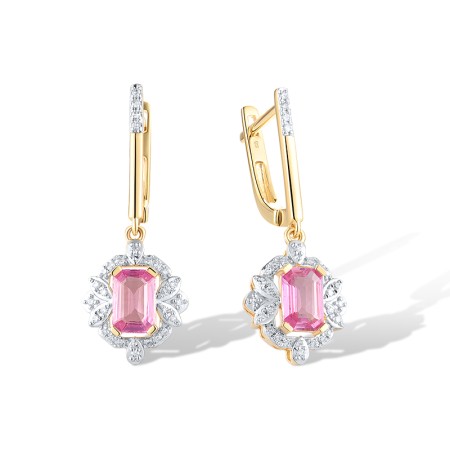 14KYW Earrings Diamond,Pink Sapphire (E319746PIS14KYW)