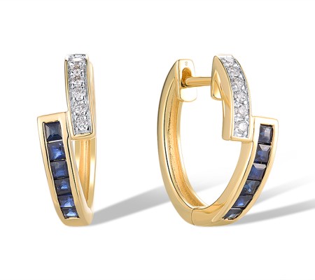 14KYW Earrings Blue Sapphire,Diamond (E319752SAP14KYW)