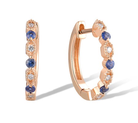 14KR Earrings Diamond,Blue Sapphire (E319755SAP14KR)