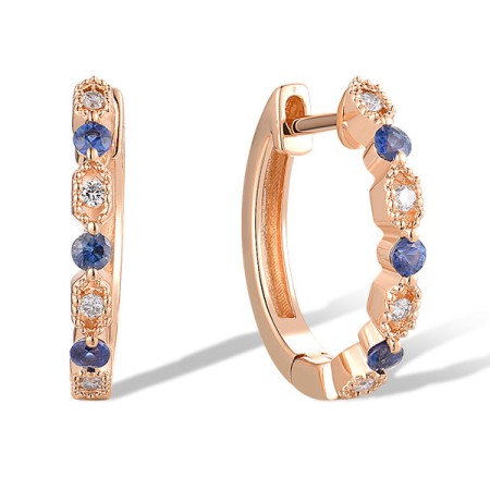 14KR Earrings Diamond,Blue Sapphire (E319755SAP14KR)