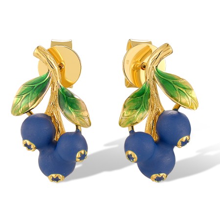 Sterling Silver w/ Yellow Plating Earrings Enamel (E319758ENSSY925)