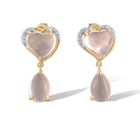 14KYW Earrings Diamond,Pink Quartz (E319764PIQ14KYW)