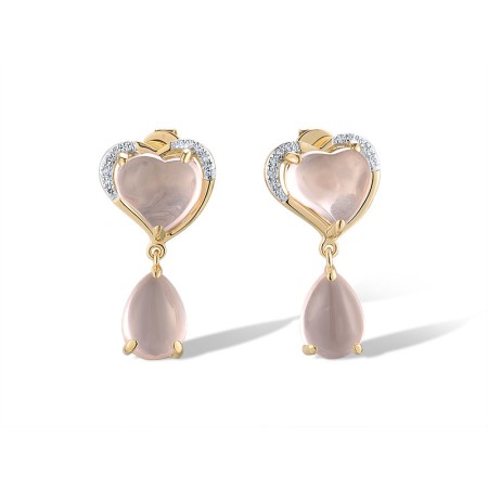14KYW Earrings Diamond,Pink Quartz (E319764PIQ14KYW)