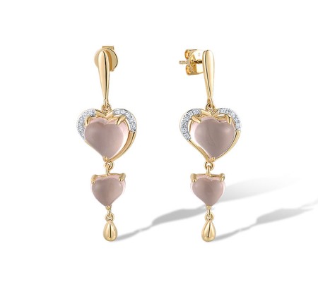 14KYW Earrings Diamond,Pink Quartz (E319765PIQ14KYW)