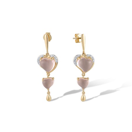 14KYW Earrings Diamond,Pink Quartz (E319765PIQ14KYW)
