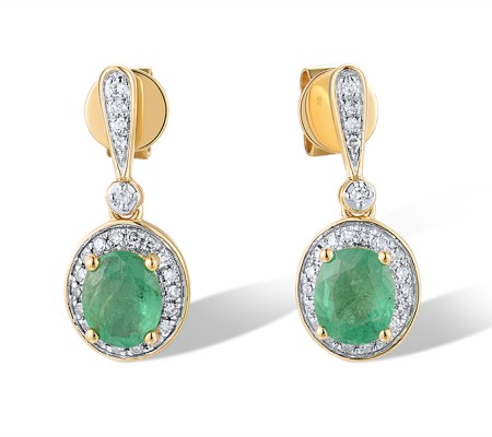 14KYW Earrings Diamond,Emerald (E319768EMR14KYW)