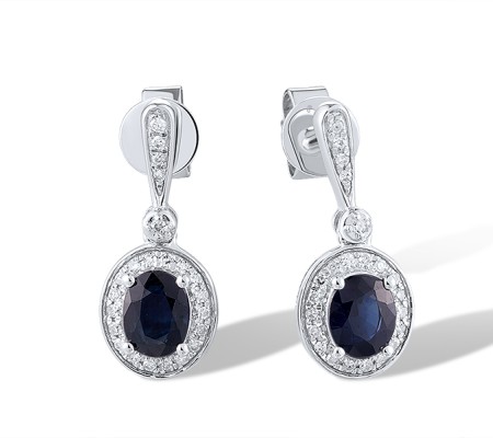 14KW Earrings Blue Sapphire,Diamond (E319768SAP14KW)