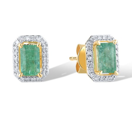 14KYW Earrings Diamond,Emerald (E319771EMR14KYW)