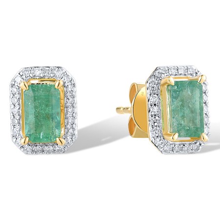 14KYW Earrings Diamond,Emerald (E319771EMR14KYW)