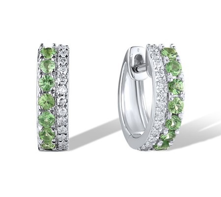 14KW Earrings Diamond,Green Garnet (E319836GNG14KW)