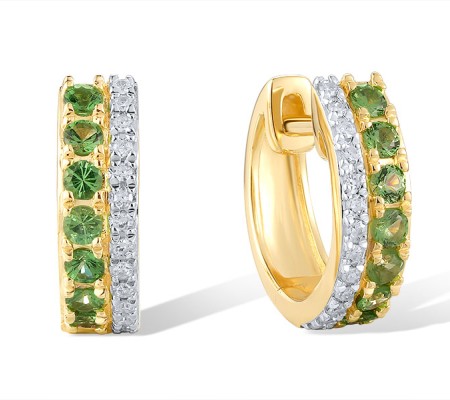 14KYW Earrings Diamond,Green Garnet (E319836GNG14KYW)