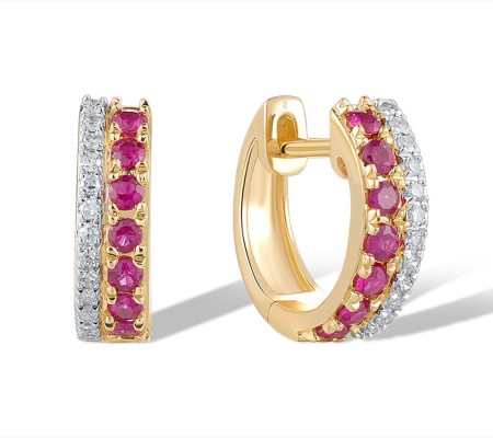 14KYW Earrings Diamond,Ruby (E319836RUY114KYW)