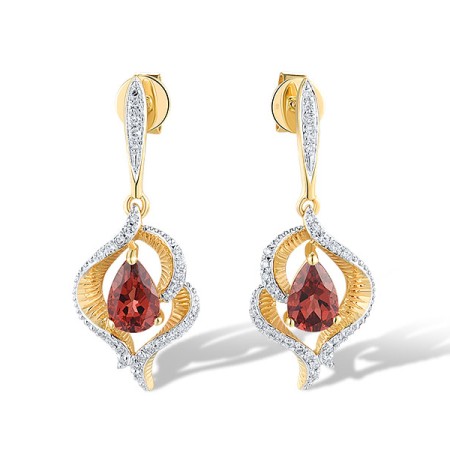 14KYW Earrings Diamond,Garnet (E319871GAN14KYW)