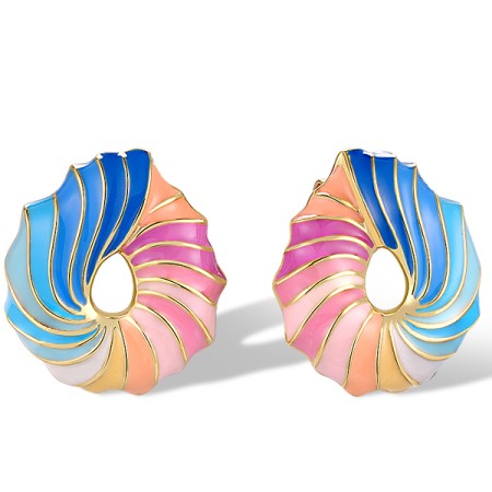 Sterling Silver w/ Yellow Plating Earrings Enamel (E319879ENASY925)