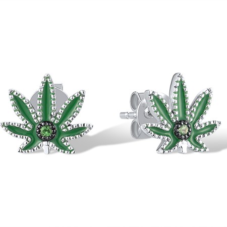 14KWB Earrings Enamel,Green Garnet (E319885ENA14KWB)