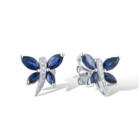 14KW Earrings Blue Sapphire,Diamond (E319925SAP14KW)
