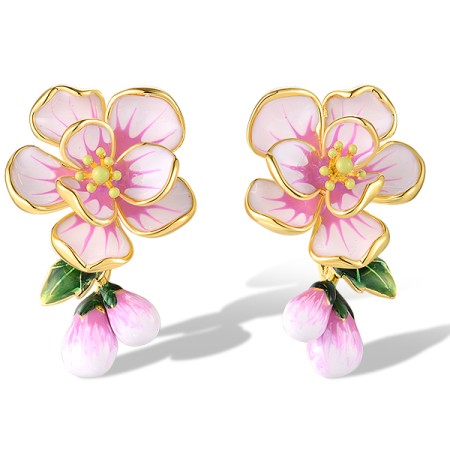 Sterling Silver w/ Yellow Plating Earrings Enamel (E319927ENASY925)