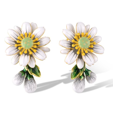 Sterling Silver w/ Yellow Plating Earrings Enamel (E319928ENASY925)