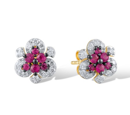 14KYWB Earrings Diamond,Ruby (E319933RUY14KYWB)