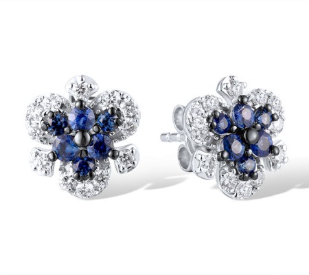 14KWB Earrings Blue Sapphire,Diamond (E319933SAP14KWB)