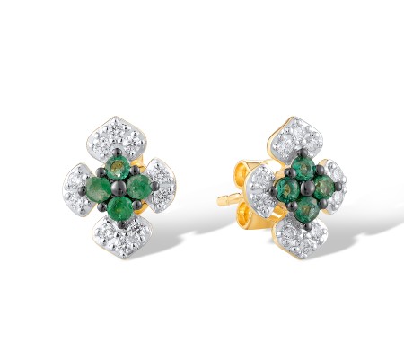 14KYWB Earrings Diamond,Emerald (E319934EMR14KYWB)