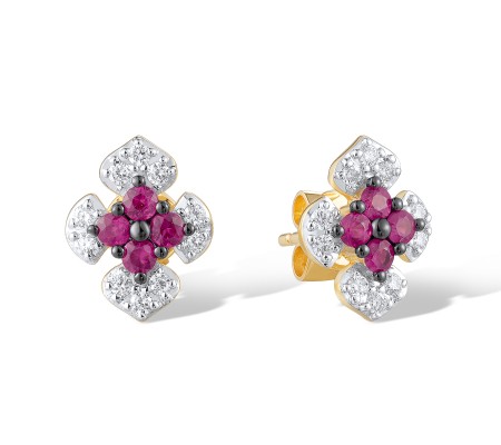 14KYWB Earrings Diamond,Ruby (E319934RUY14KYWB)