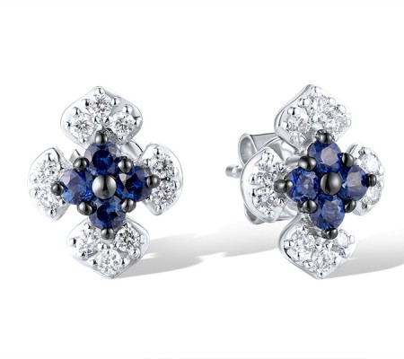 14KWB Earrings Blue Sapphire,Diamond (E319934SAP14KWB)