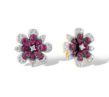 14KYWB Earrings Diamond,Ruby (E319935RUY14KYWB)