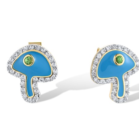 14KYW Earrings Diamond,Enamel,Green Garnet (E319978ENA14KYW)