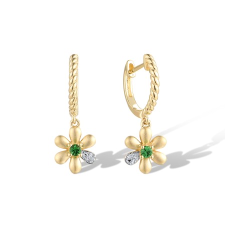14KYW Earrings Diamond,Green Garnet (E319981AGNG14KYW)