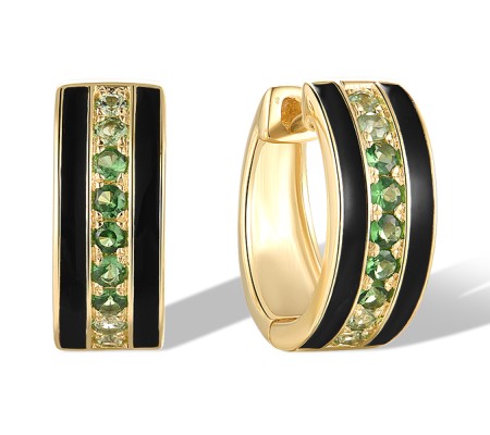 14KY Earrings Enamel,Green Garnet (E319990ENA14KY)
