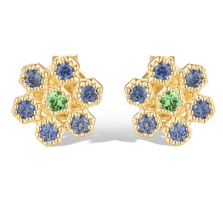 14KY Earrings Blue Sapphire,Green Garnet (E319994GGS14KY)