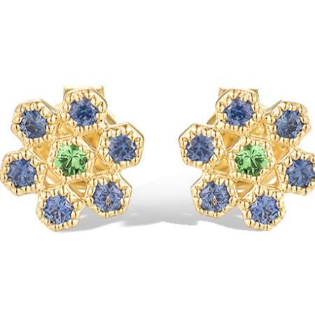 14KY Earrings Blue Sapphire,Green Garnet (E319994GGS14KY)