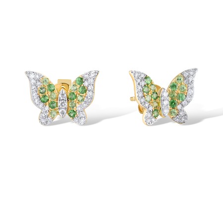 14KYW Earrings Diamond,Green Garnet (E320004GNG14KYW)
