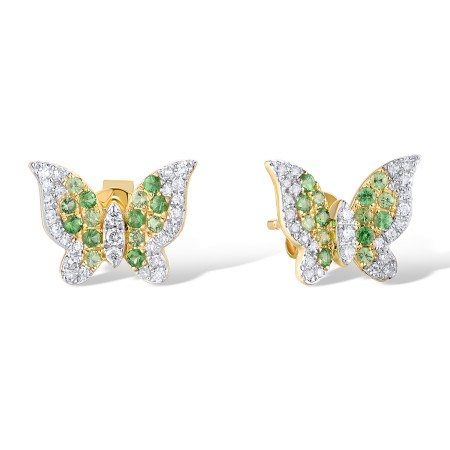 14KYW Earrings Diamond,Green Garnet (E320004GNG14KYW)