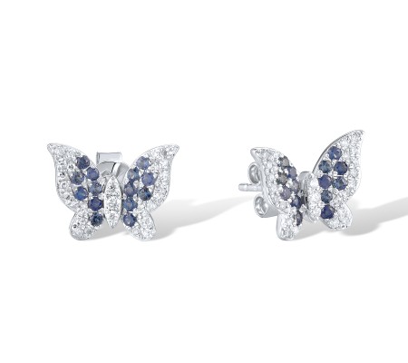 14KW Earrings Blue Sapphire,Diamond (E320004SAP14KW)