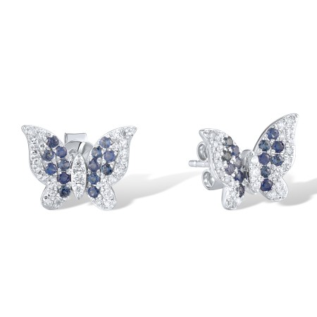 14KW Earrings Blue Sapphire,Diamond (E320004SAP14KW)