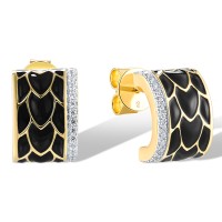 Sterling Silver w/ Ionic Yellow Plating Earrings Enamel,White Cubic Zirconia (E320019ENASP925)